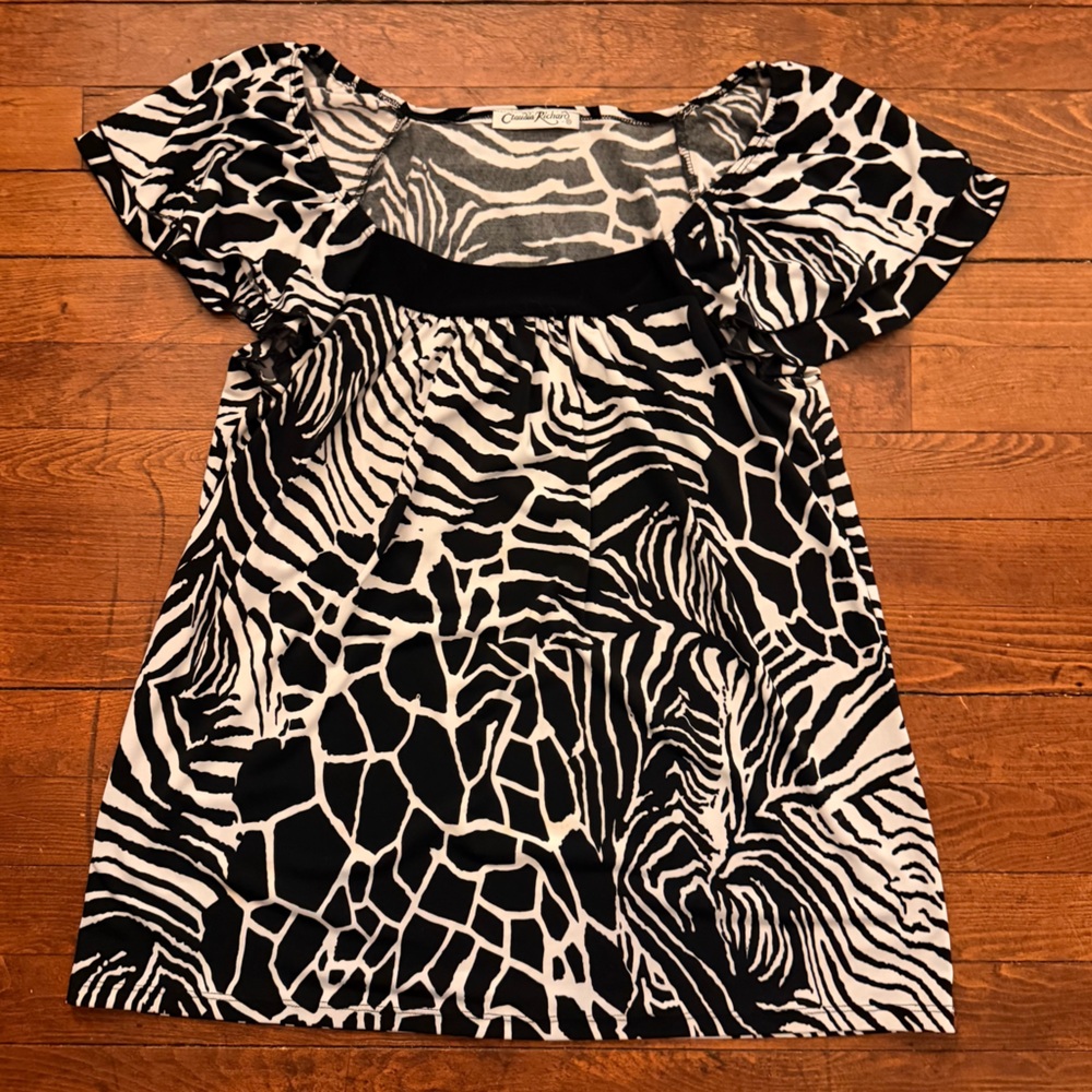 Y2K Babydoll Animal Print Top